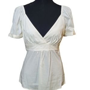 BCBGMaxAzria XS  Off White Puff Sleeve Crop Blouse